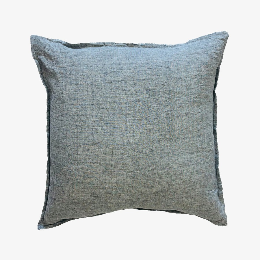 Cambridge Feather Filled Cushion Grey Blue Linen JAVA